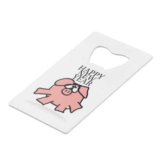 Funny Cartoon Pig Jahr 2019 wählen Farbflasche O Geldbeutel Flaschenöffner (Rückseite Schrägansicht)