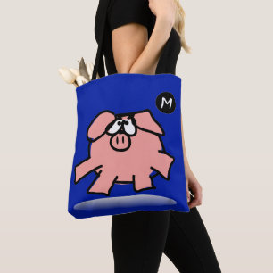 Funny Cartoon Pig Jahr Farbbeutel Monogramm auswäh Tasche