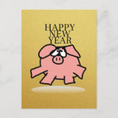 Funny Cartoon Pig Jahr Golden G Postkarte (Vorderseite)