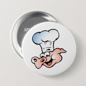 Funny Cartoon Pig Koch mit Hut Button (Vorne & Hinten)