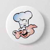 Funny Cartoon Pig Koch mit Hut Button (Vorderseite)