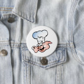 Funny Cartoon Pig Koch mit Hut Button (Beispiel)