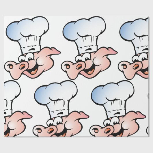 Funny Cartoon Pig Koch mit Hut Geschenkpapier (Flach)