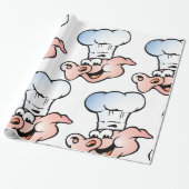 Funny Cartoon Pig Koch mit Hut Geschenkpapier (Ungerollt)