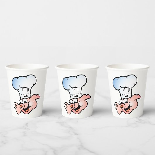 Funny Cartoon Pig Koch mit Hut Pappbecher