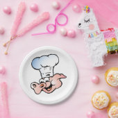 Funny Cartoon Pig Koch mit Hut Pappteller (Party)