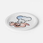 Funny Cartoon Pig Koch mit Hut Pappteller (Schrägansicht)