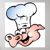 Funny Cartoon Pig Koch mit Hut Poster (Vorne)