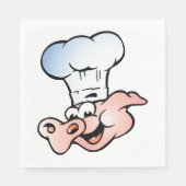 Funny Cartoon Pig Koch mit Hut Serviette (Vorderseite)