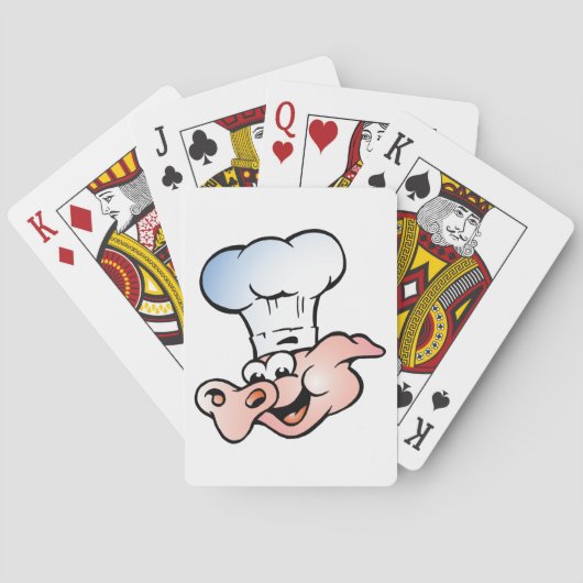 Funny Cartoon Pig Koch mit Hut Spielkarten (Rückseite)