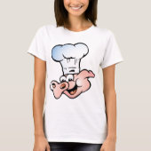 Funny Cartoon Pig Koch mit Hut T-Shirt (Vorderseite)