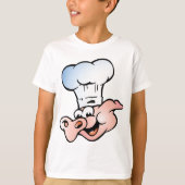 Funny Cartoon Pig Koch mit Hut T-Shirt (Vorderseite)
