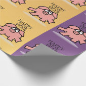 Funny Cartoon Pig Year Wrapper Geschenkpapier (Ecke)