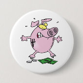 Funny Cartoon Piggy Bank Loss Geld Button (Vorderseite)