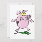 Funny Cartoon Piggy Bank Loss Geld Einladung (Vorderseite)