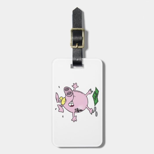 Funny Cartoon Piggy Bank Loss Geld Gepäckanhänger (Vorderseite vertikal)