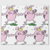 Funny Cartoon Piggy Bank Loss Geld Geschenkpapier (Flach)