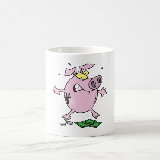 Funny Cartoon Piggy Bank Loss Geld Kaffeetasse (Mittel)
