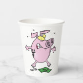 Funny Cartoon Piggy Bank Loss Geld Pappbecher (Vorderseite)
