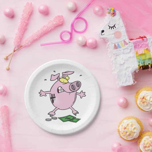 Funny Cartoon Piggy Bank Loss Geld Pappteller (Party)