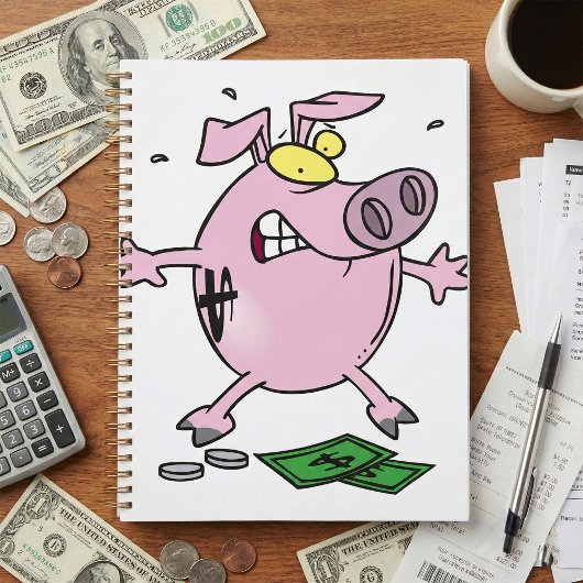 Funny Cartoon Piggy Bank Loss Geld Planer