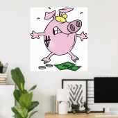 Funny Cartoon Piggy Bank Loss Geld Poster (Heimbüro)