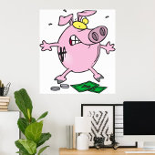 Funny Cartoon Piggy Bank Loss Geld Poster