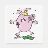 Funny Cartoon Piggy Bank Loss Geld Serviette (Vorderseite)