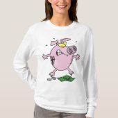 Funny Cartoon Piggy Bank Loss Geld T-Shirt (Vorderseite)