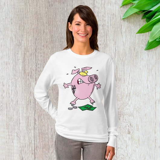 Funny Cartoon Piggy Bank Loss Geld T-Shirt
