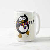 Funny Cartoon Pinguin tanzen. Kaffeetasse (VorderseiteRechts)
