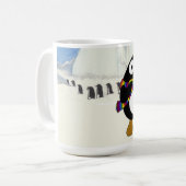 Funny Cartoon Pinguin tanzen. Kaffeetasse (Vorderseite Links)