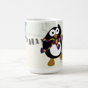 Funny Cartoon Pinguin tanzen. Kaffeetasse