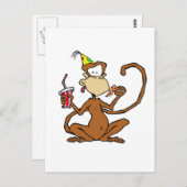 Funny Cartoon Pizza Monkey Postkarte (Vorne/Hinten)