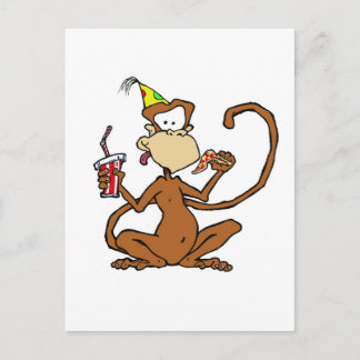 Funny Cartoon Pizza Monkey Postkarte