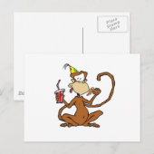 Funny Cartoon Pizza Monkey Postkarte (Vorne/Hinten)