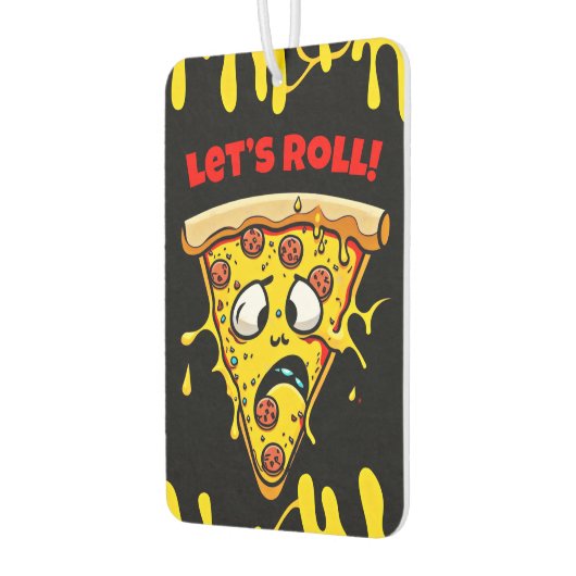 Funny Cartoon Pizza Slice mit benutzerdefiniertem Autolufterfrischer (Links)