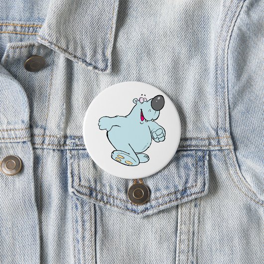 Funny Cartoon Polar Bär Niedlich Blauer Charakter Button