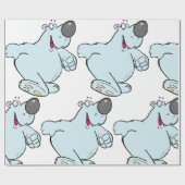 Funny Cartoon Polar Bär Niedlich Blauer Charakter Geschenkpapier (Flach)