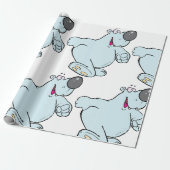 Funny Cartoon Polar Bär Niedlich Blauer Charakter Geschenkpapier (Ungerollt)