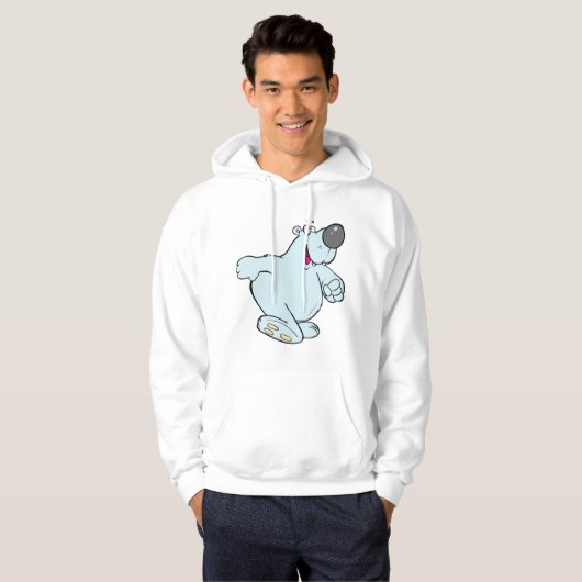 Funny Cartoon Polar Bär Niedlich Blauer Charakter Hoodie (Vorne ganz)
