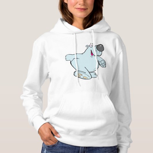 Funny Cartoon Polar Bär Niedlich Blauer Charakter Hoodie (Vorderseite)