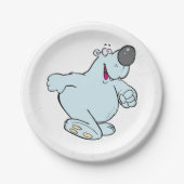 Funny Cartoon Polar Bär Niedlich Blauer Charakter Pappteller (Vorderseite)