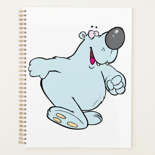 Funny Cartoon Polar Bär Niedlich Blauer Charakter Planer (Vorderseite)