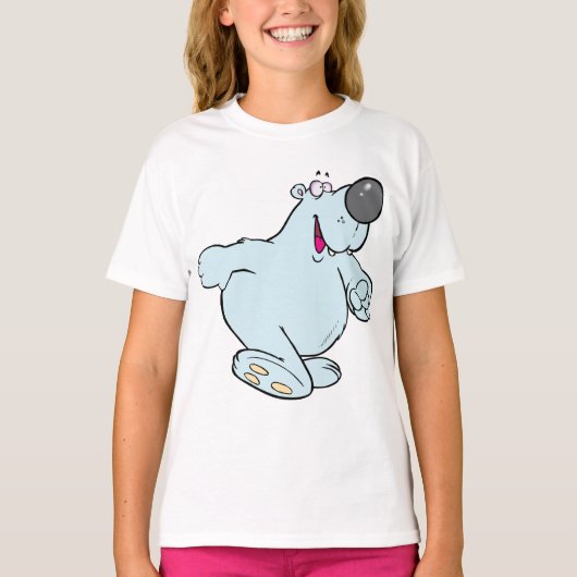 Funny Cartoon Polar Bär Niedlich Blauer Charakter T-Shirt (Vorderseite)