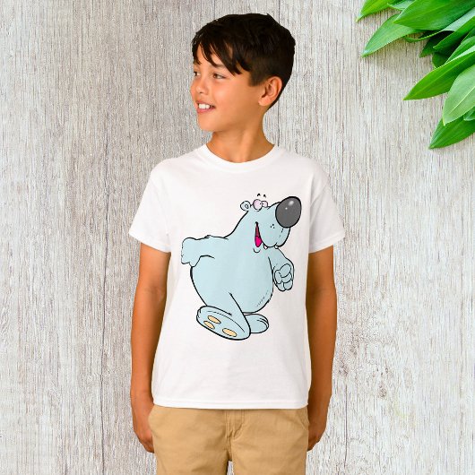 Funny Cartoon Polar Bär Niedlich Blauer Charakter T-Shirt