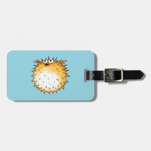Funny Cartoon Puffer Fish Design Gepäckanhänger (Vorderseite horizontal)