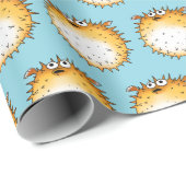 Funny Cartoon Puffer Fish Design Geschenkpapier (Rolleneckpunkt)