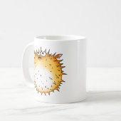 Funny Cartoon Puffer Fish Design Kaffeetasse (Vorderseite Links)