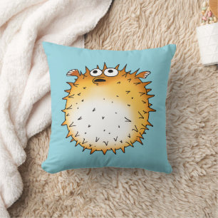 Funny Cartoon Puffer Fish Design Kissen